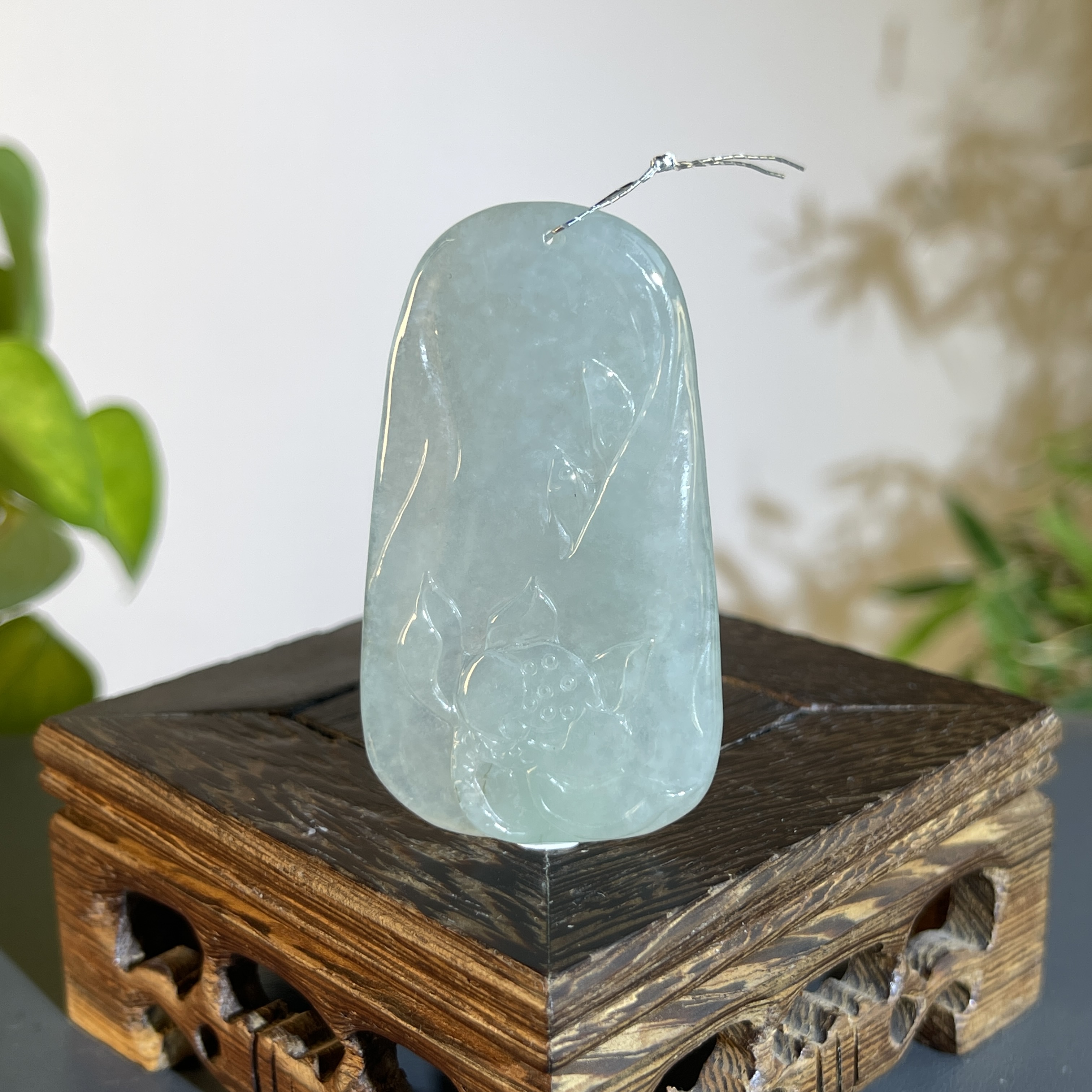 JXA16-85 天然缅甸A货翡翠 一品青莲