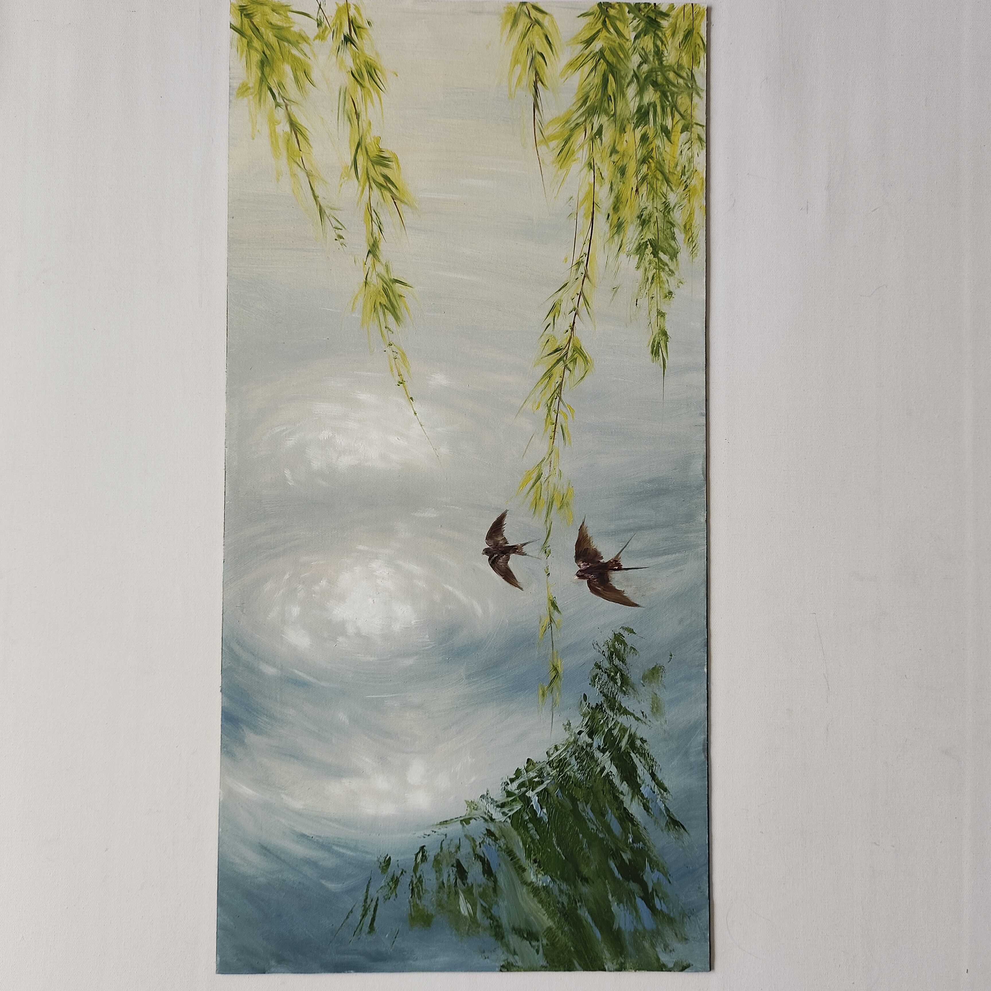 浮光掠影|中式国风装饰画适合茶室客厅玄关使用/纯手绘油画
