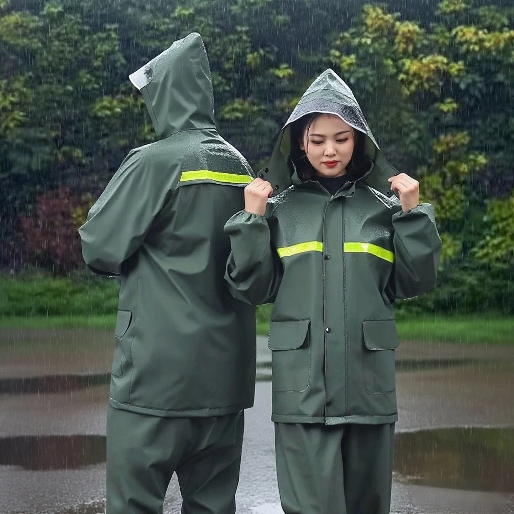 2025年新款加厚分体雨衣雨裤套装全身防水成人骑行反光防暴雨雨披