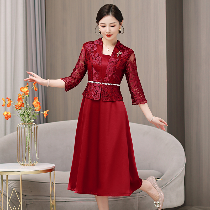 喜婆婆婚宴装旗袍妈妈礼服结婚喜服丈母娘高端轻奢高级感秋中长袖