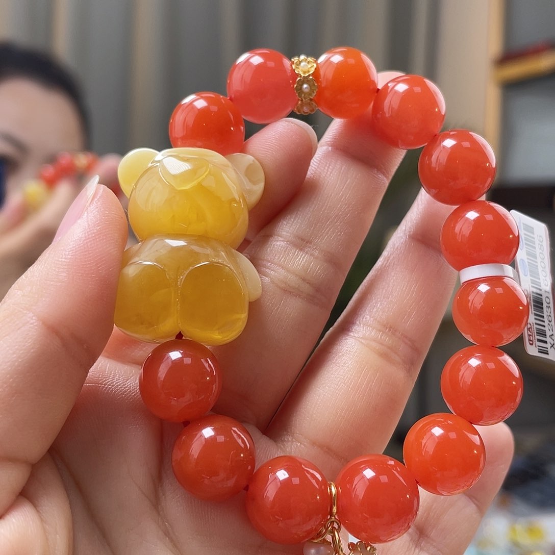 琥珀裸石未镶嵌碧蜜蜡手串