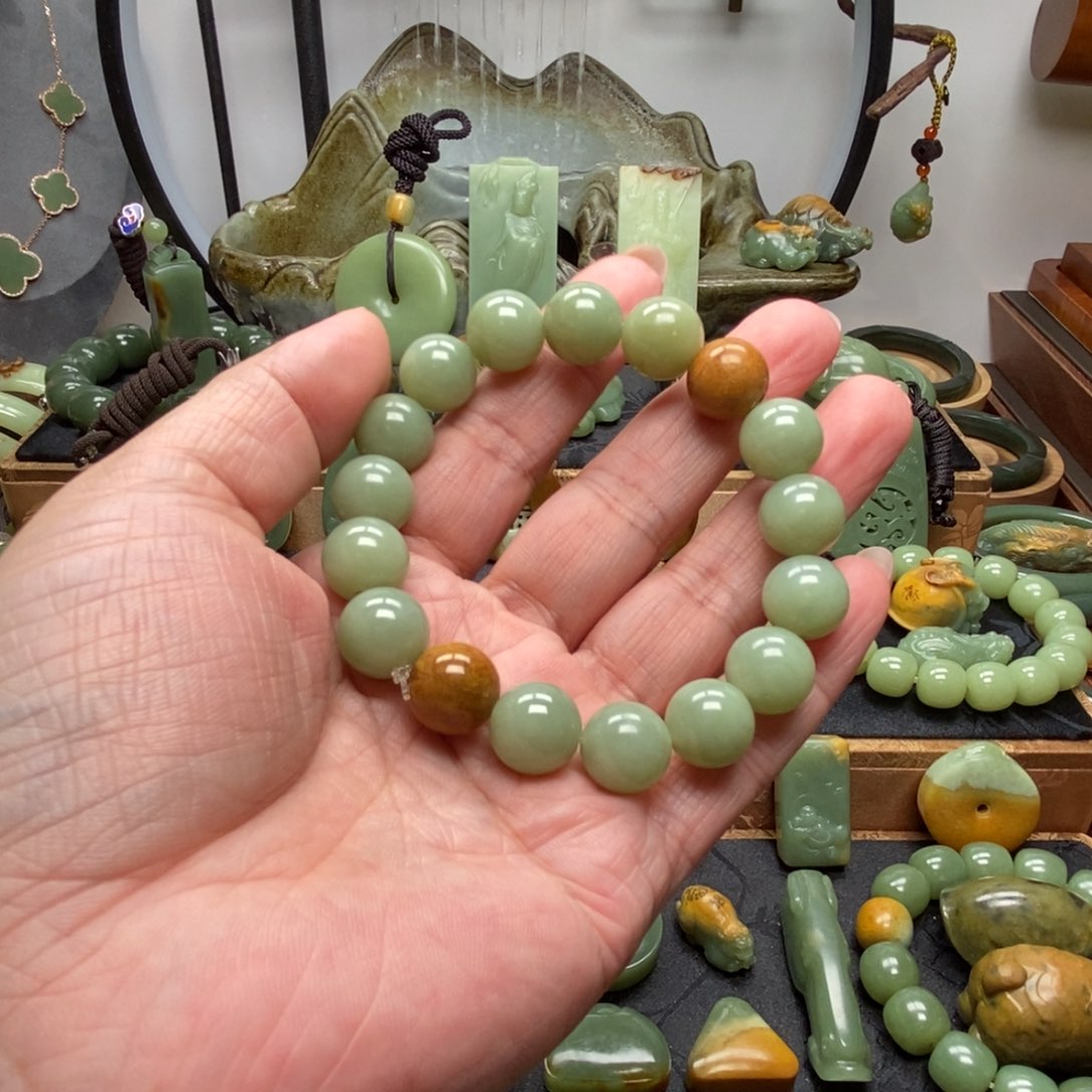 岫岩河磨玉（透闪石质玉）手串未镶嵌