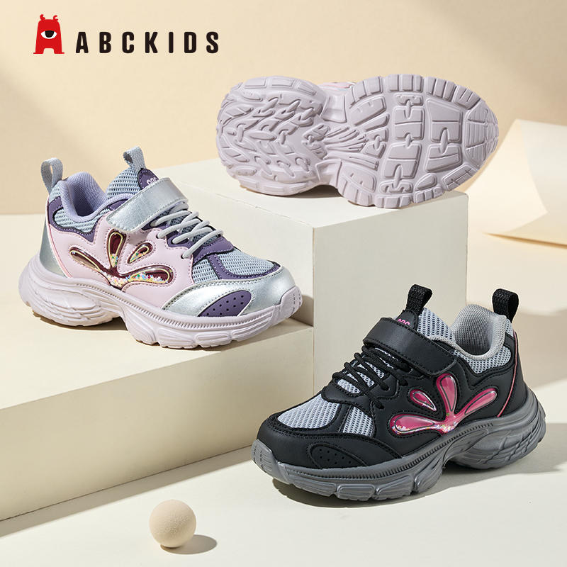 Abckids童鞋2025秋季男童透气运动鞋6-12岁中大童防滑女童休闲鞋