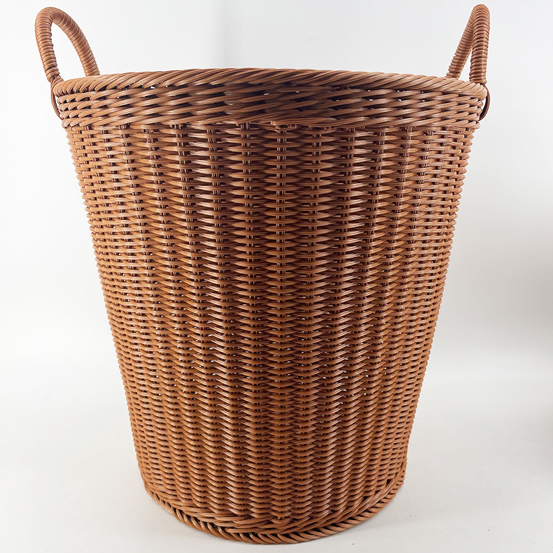 A016（3）棕色圆形收纳钢精骨架脏衣篓大容量防水衣筐大号40*40