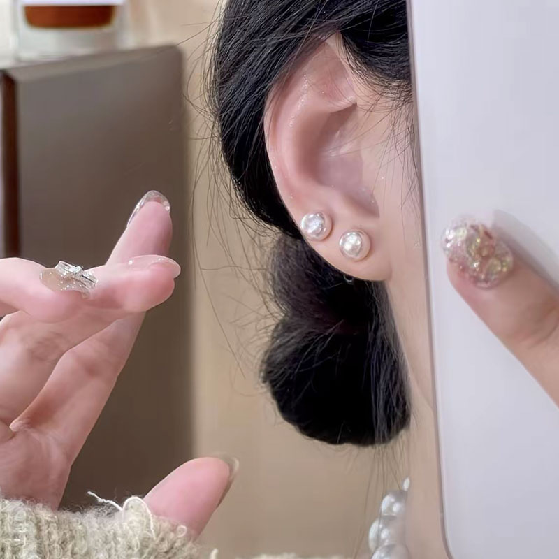 专属【OOVVCC】999足银+天然淡水珍珠  百搭馒头珠 时尚耳钉