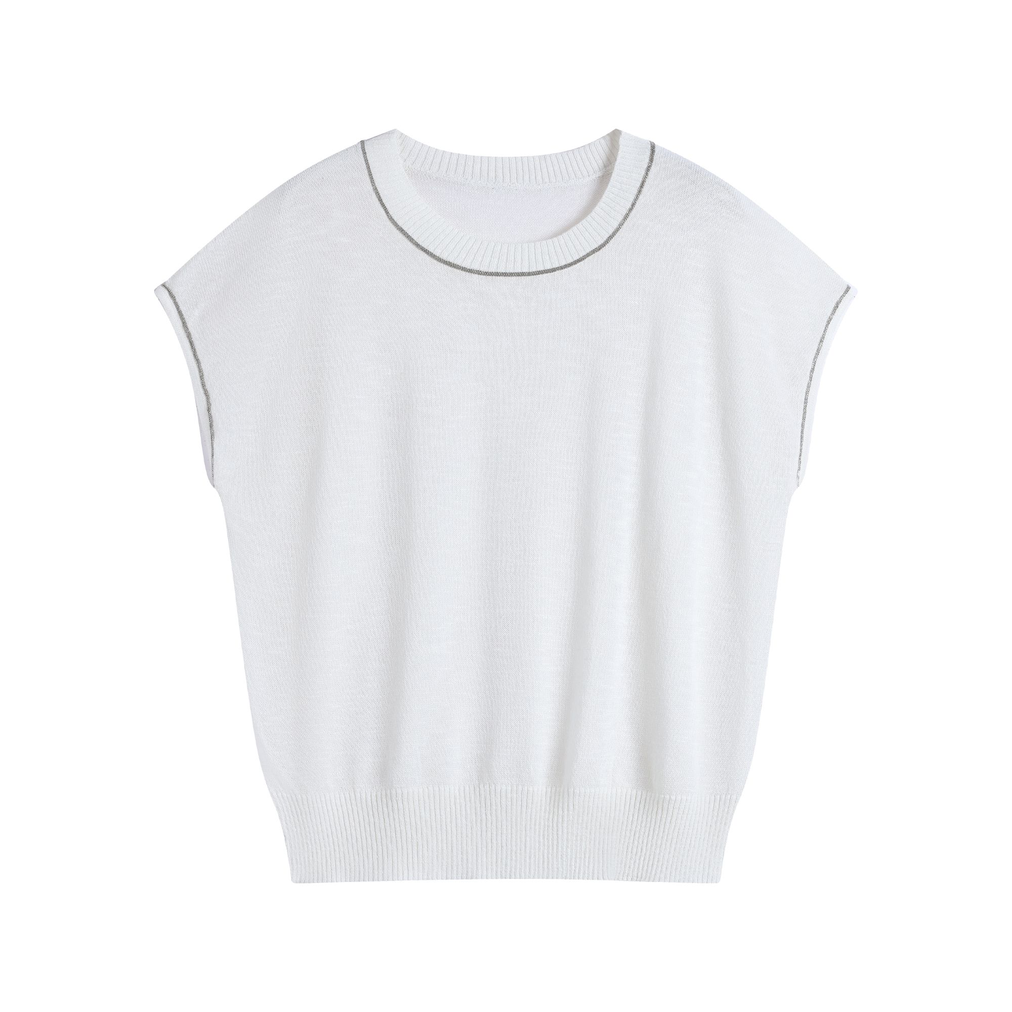 30963【BC订单】新款重工钉珠圆领亚麻针织衫上衣0772