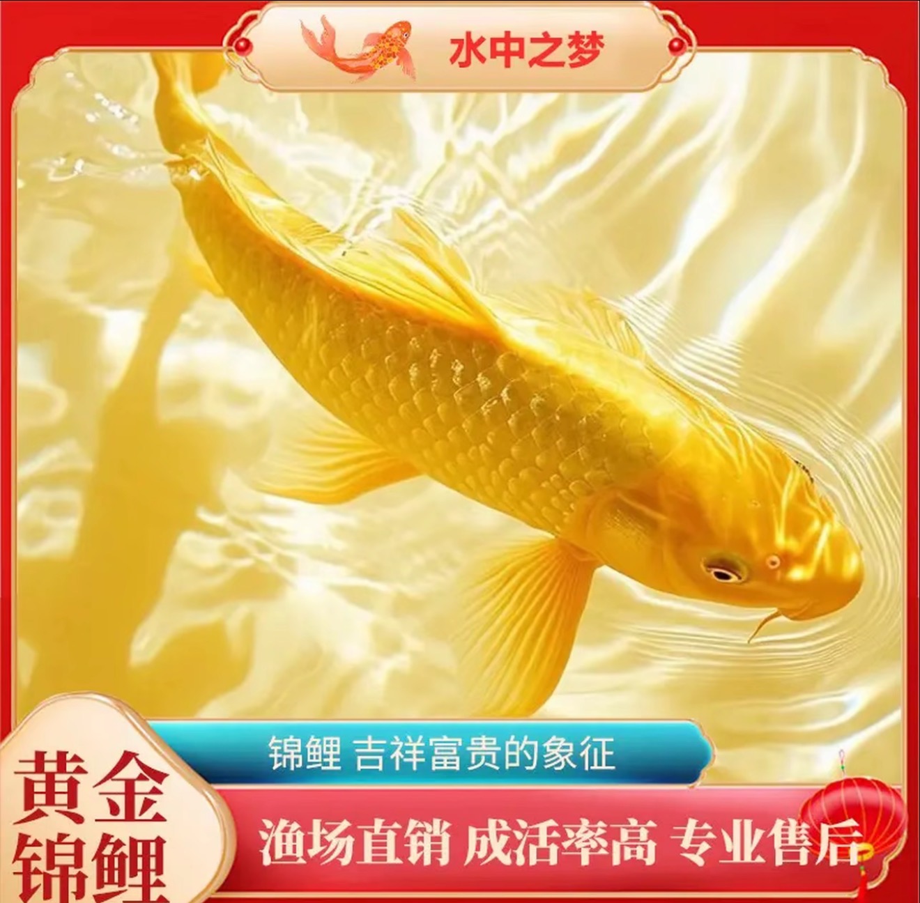 冷水观赏鱼黄金锦鲤龙凤鲤鱼活鱼好养耐活招财金鱼风水鱼苗淡水