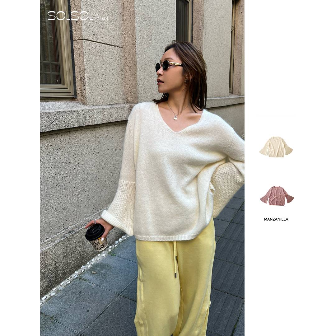 MANZANILLA 设计师品牌25秋冬新款马海毛喇叭袖毛衫SOLSOL买手店