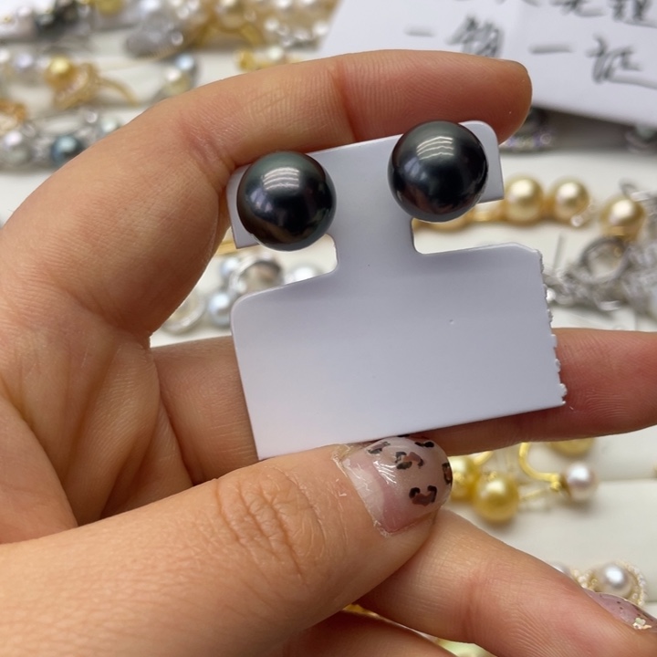 海水珍珠耳饰银S925镶嵌