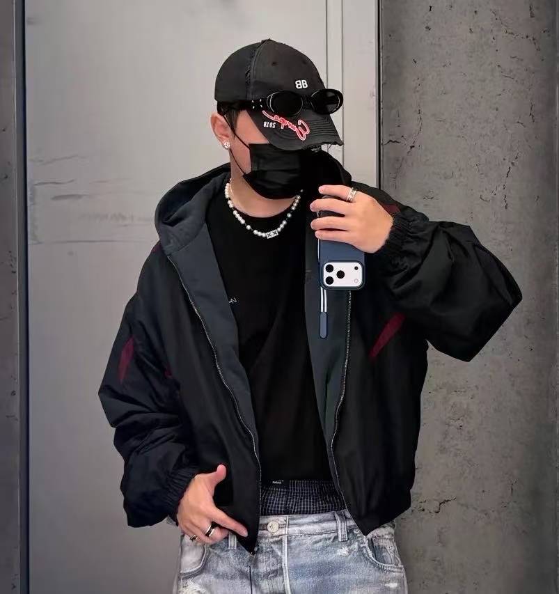 【niko&co】巴字新款双面卫衣运动连帽夹克外套常规版型拉链开衫