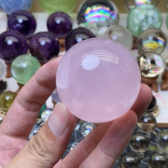未镶嵌珠宝半成品水晶粉水晶球