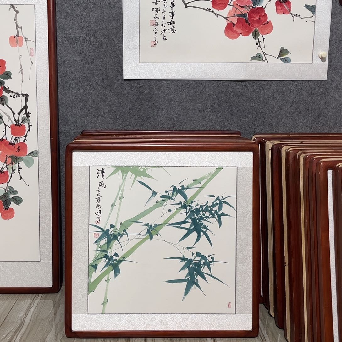 国画书画作品带框63×63