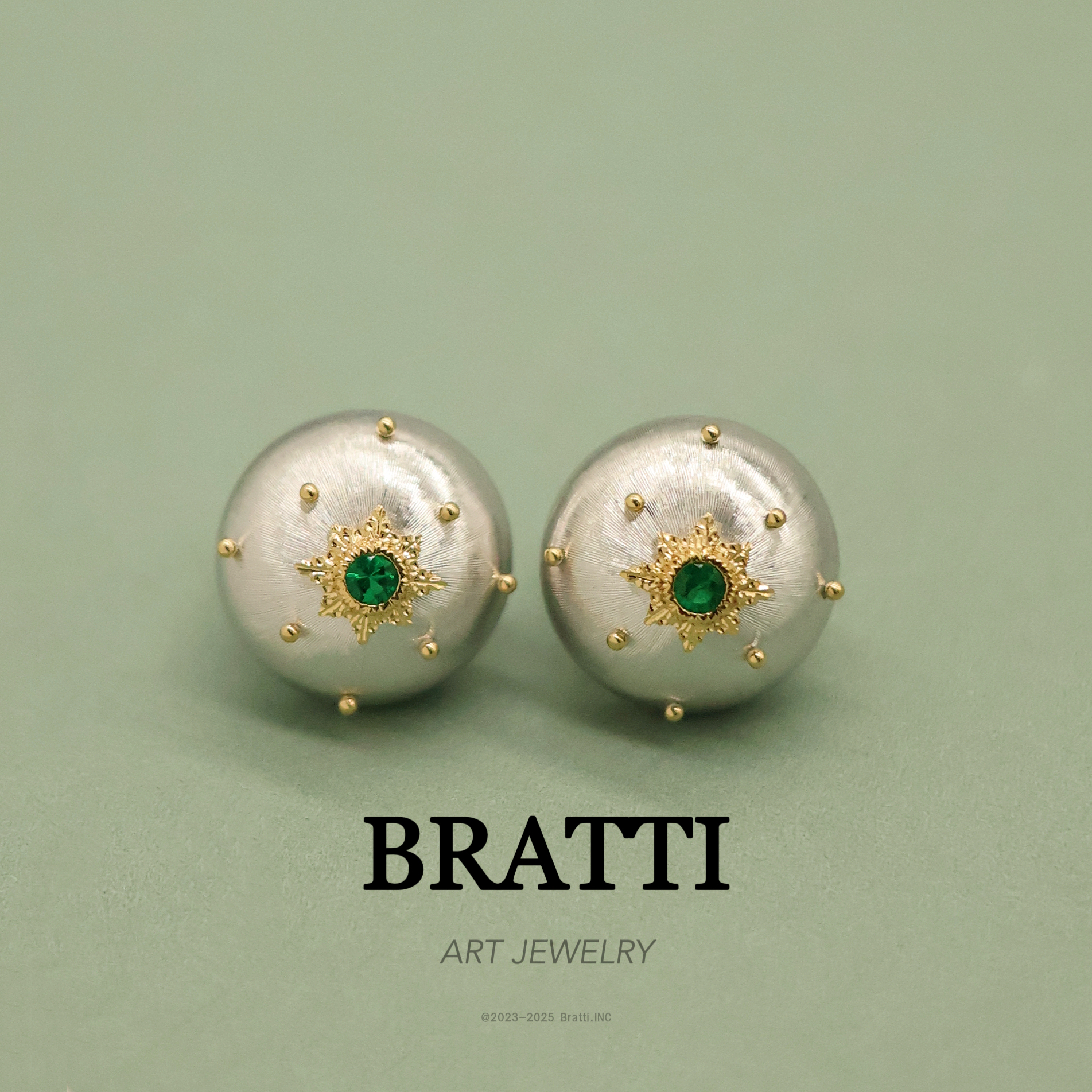 Bratti珠宝“一颗青柠”18K金祖母绿耳饰（K白颜色）-KE250306