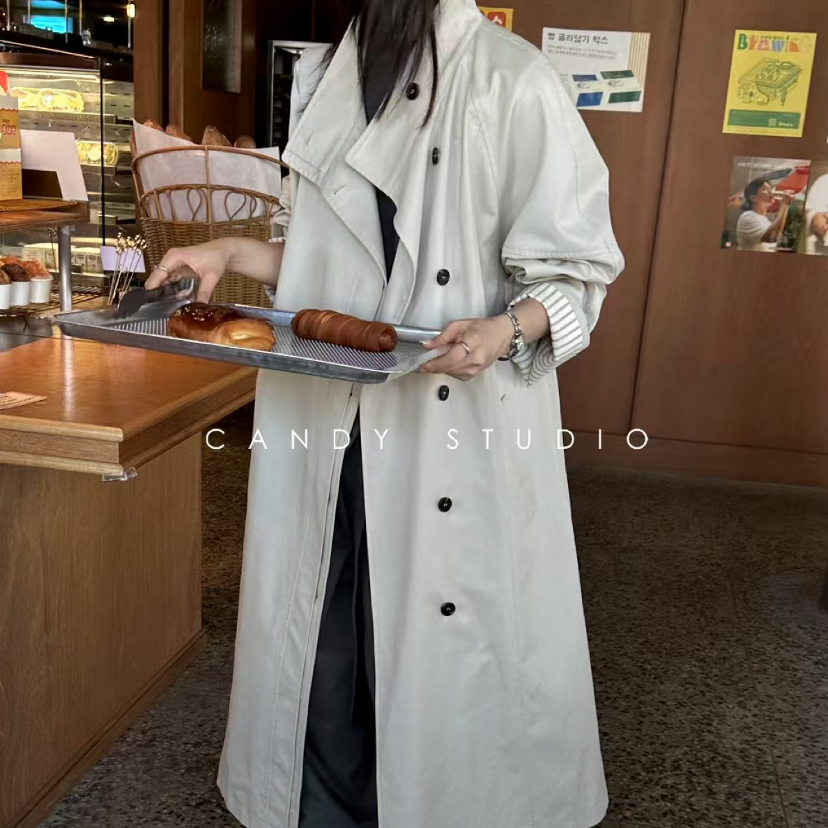 秋季新款韩系高级感长款收腰宽松风衣外套女慵懒风外套