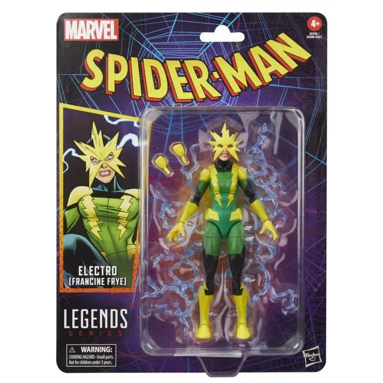 【现货】孩之宝 漫威Marvel legends蜘蛛侠挂卡 电光女电王 6寸可动