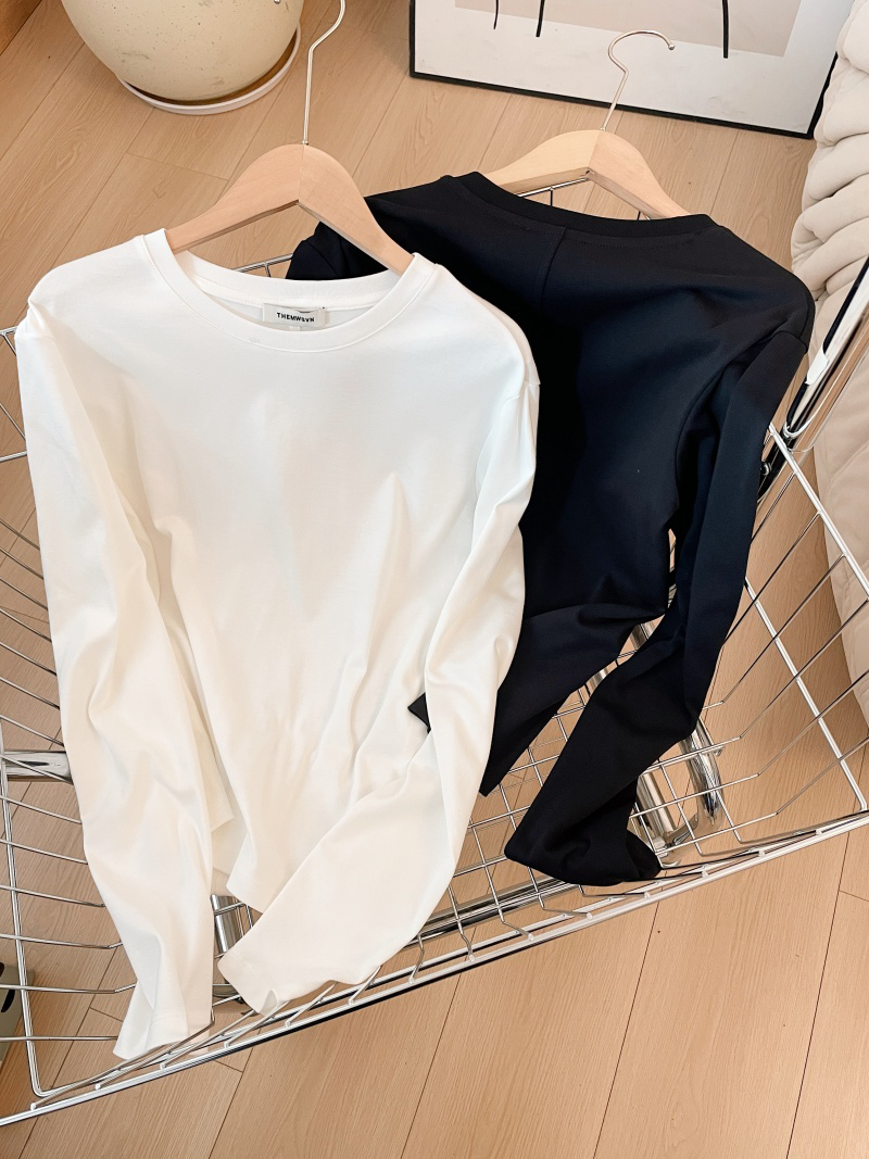 【王小姐】质感高级“一片式”水柔棉 修身圆领长袖t恤女