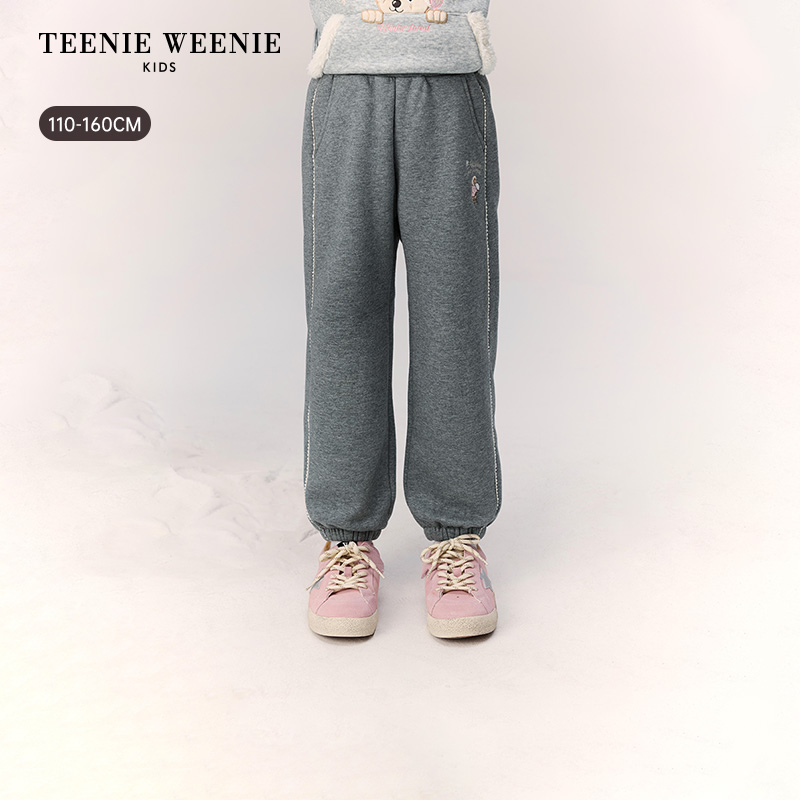 TeenieWeenieKids25年秋冬女童运动休闲花边加绒卫裤TKTM254V51K