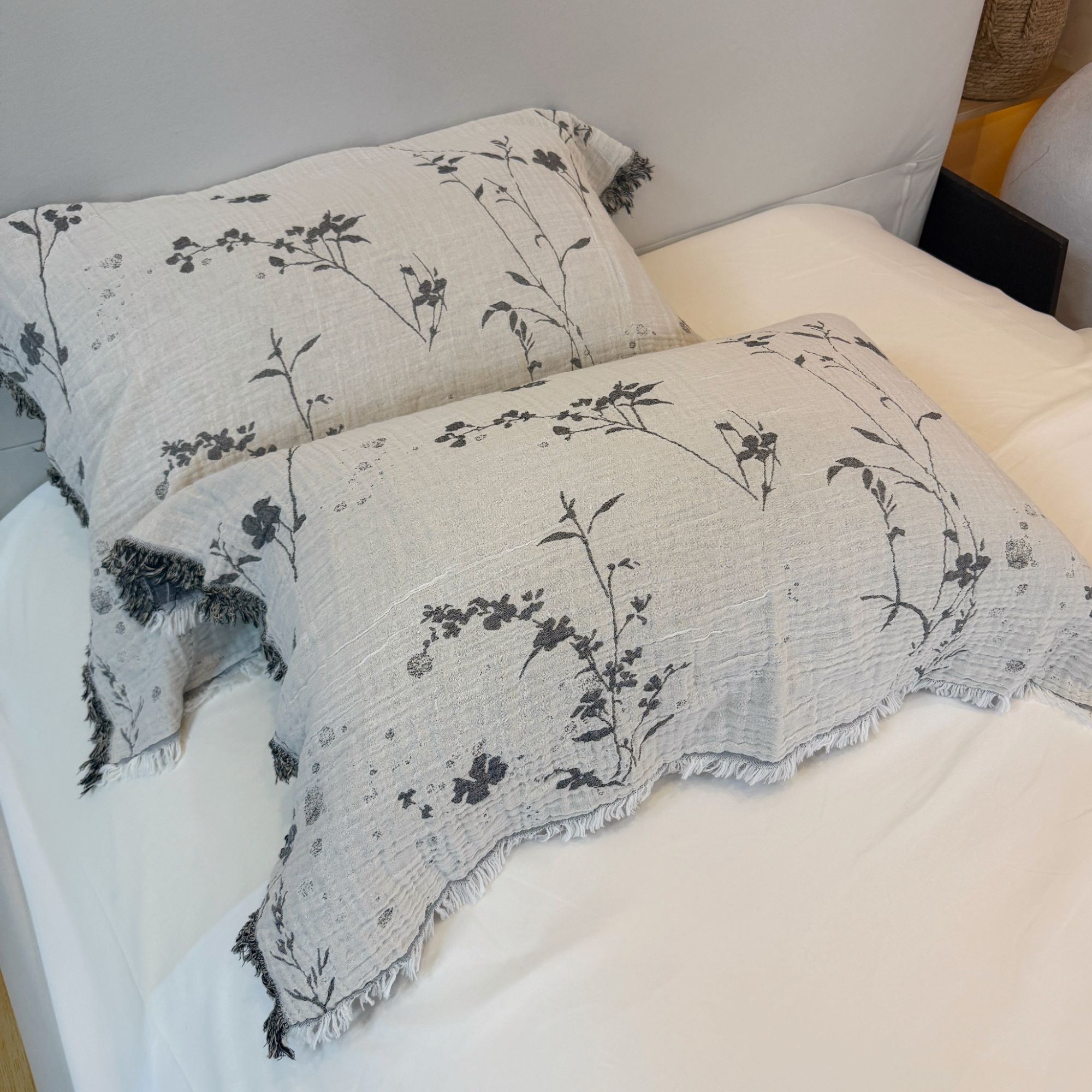 M【简枝】60*80cm 精梳棉枕巾透气亲肤轻奢可机洗