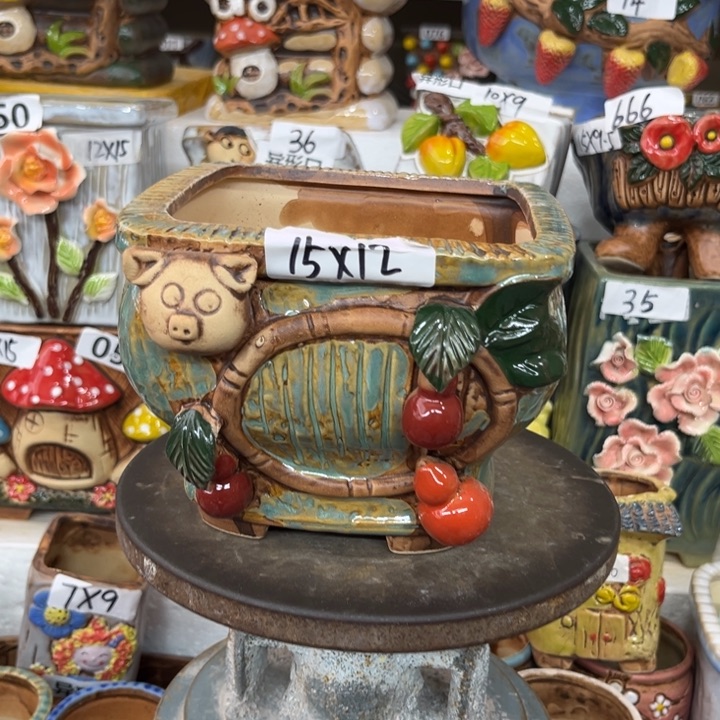 紫砂花盆粗陶材质多肉花盆