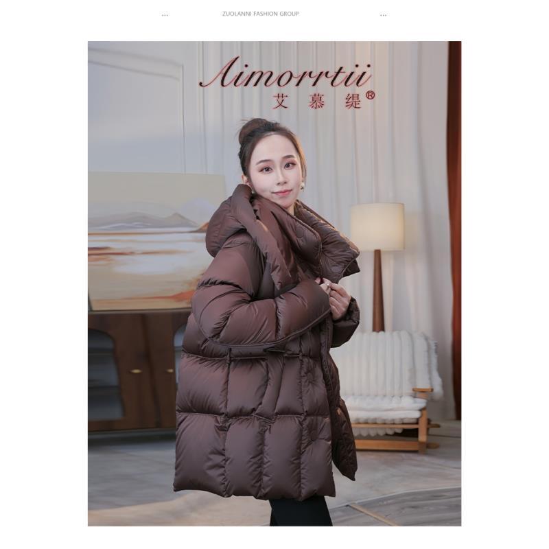 羽绒服连帽宽松中长款加厚韩版冬季女装羽绒服连帽宽松中长款A837