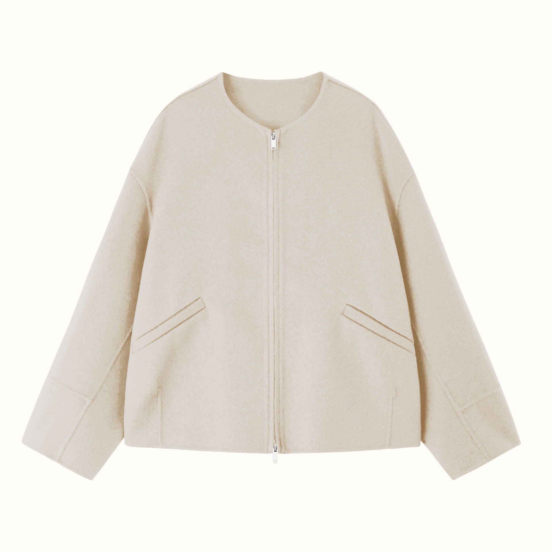 合盈2025秋冬季短款绵羊毛双面呢大衣宽松外套气质毛呢YT241101