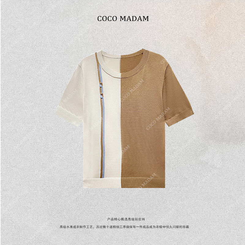 NIUNIU · T-736 时尚拼接圆领T恤上衣