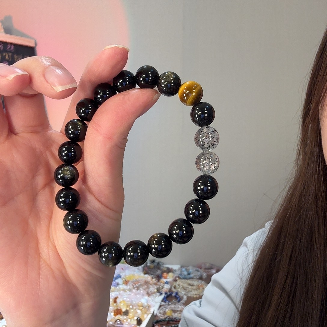 烟晶手链银S925镶嵌