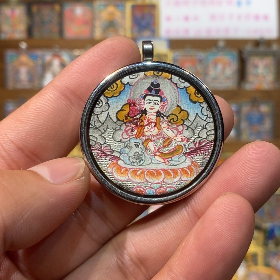 吊坠纯手绘唐卡普贤