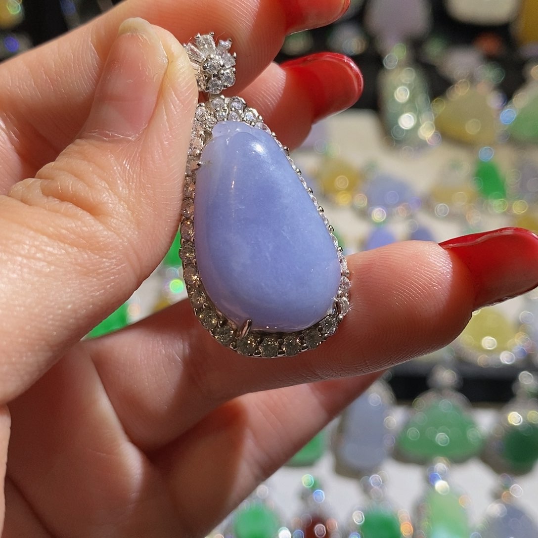 翡翠银S925镶嵌颈饰天然翡翠