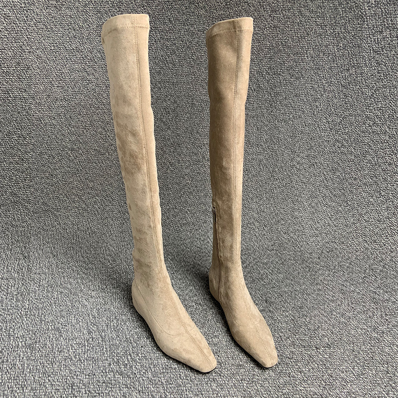 露涵思过膝长靴女方头内增高显瘦气质高靴秋冬新款弹力瘦瘦靴大码
