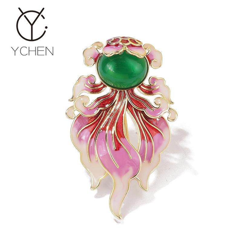 铜合金胸针 好运锦鲤胸针女复古高档精致金鱼旗袍配饰别针