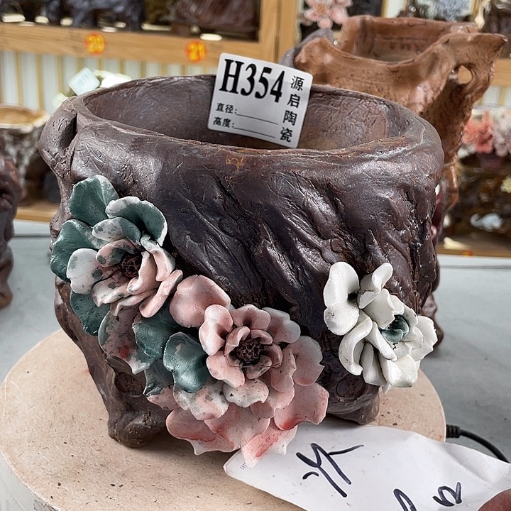 紫砂花盆景德镇陶瓷354