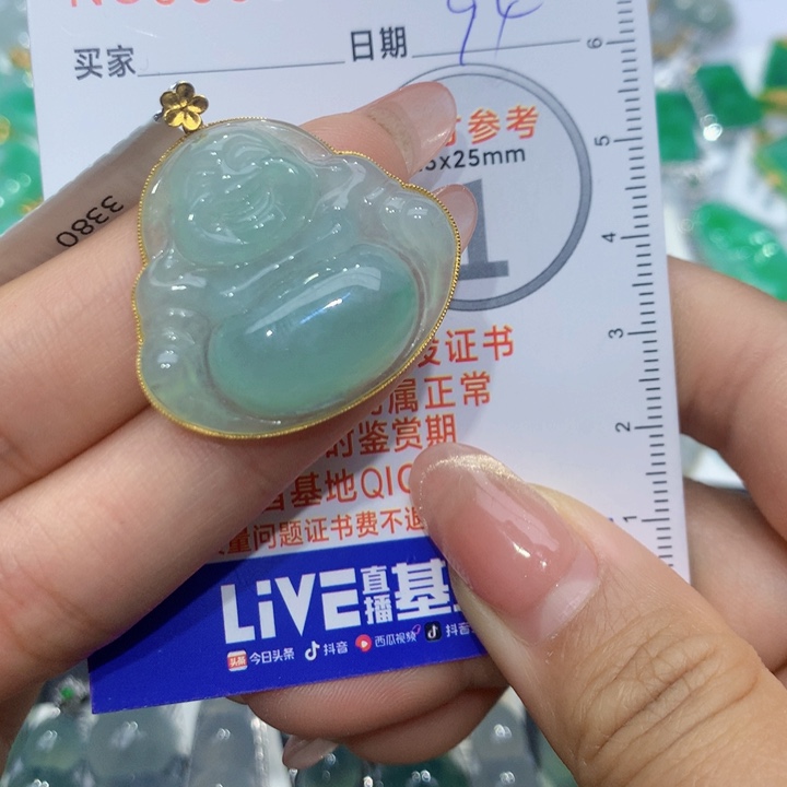 翡翠颈饰18K金镶嵌@**-佛公