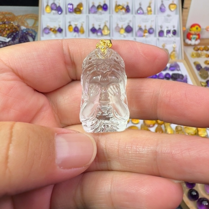 银S925镶嵌颈饰水晶大****吊坠