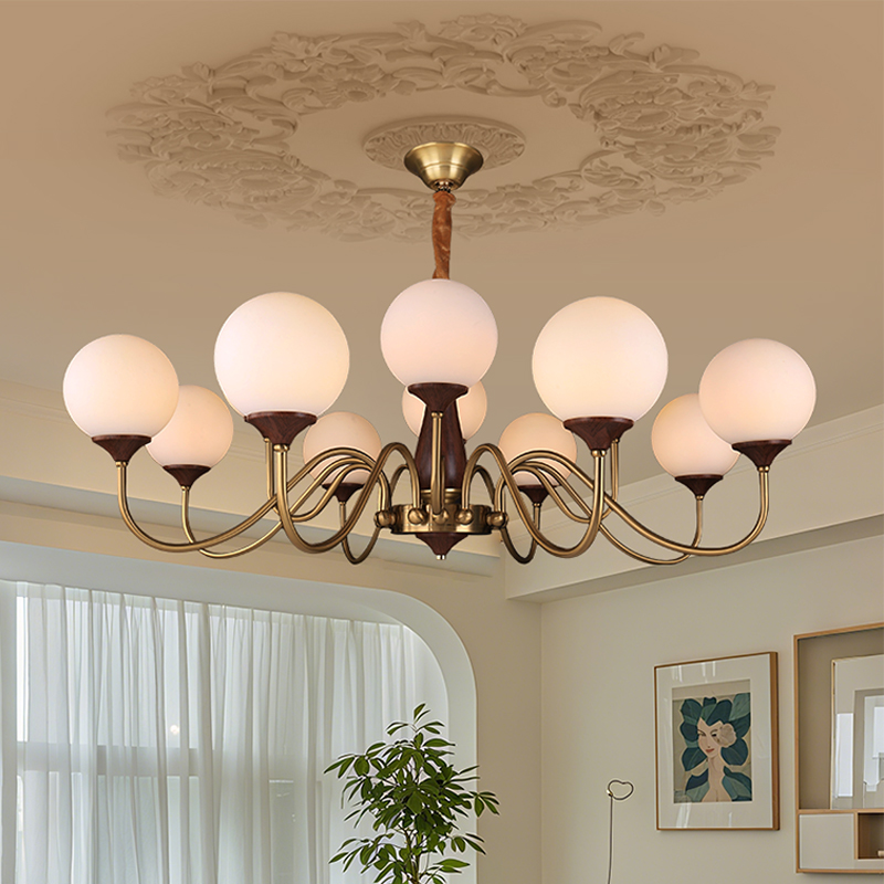 中古风客厅吊灯大气2025新款法式奶油魔豆护眼卧室餐厅大厅主灯具