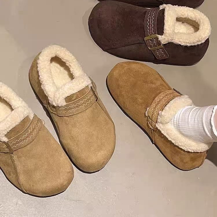 女冬季加绒保暖外穿新款时尚懒人一脚蹬勃肯豆豆鞋917