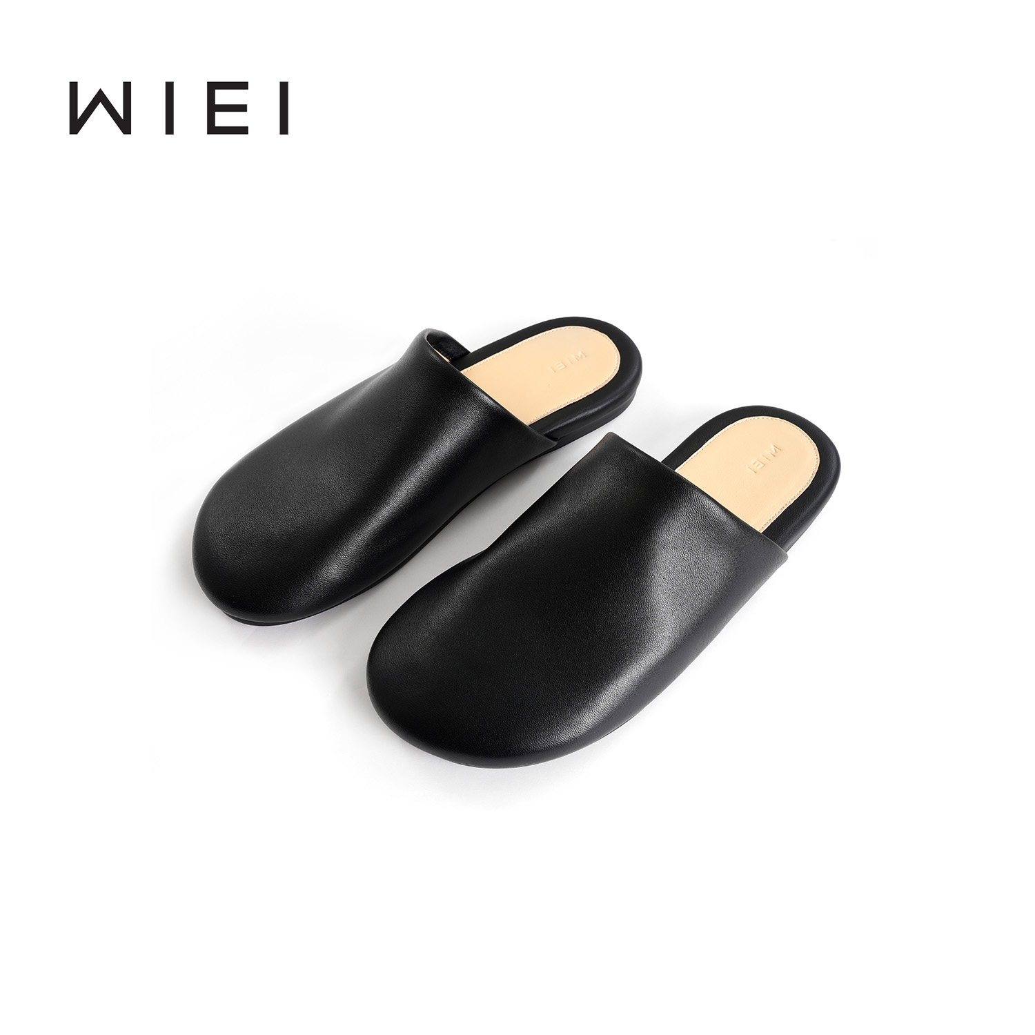 《WI EI》复古休闲羊皮软皮软底平底包头圆头拖鞋 W25211088