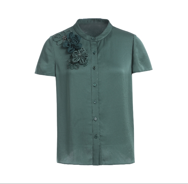 L·W/画而诗新款立体花朵衬衫短袖女上衣LBB62039