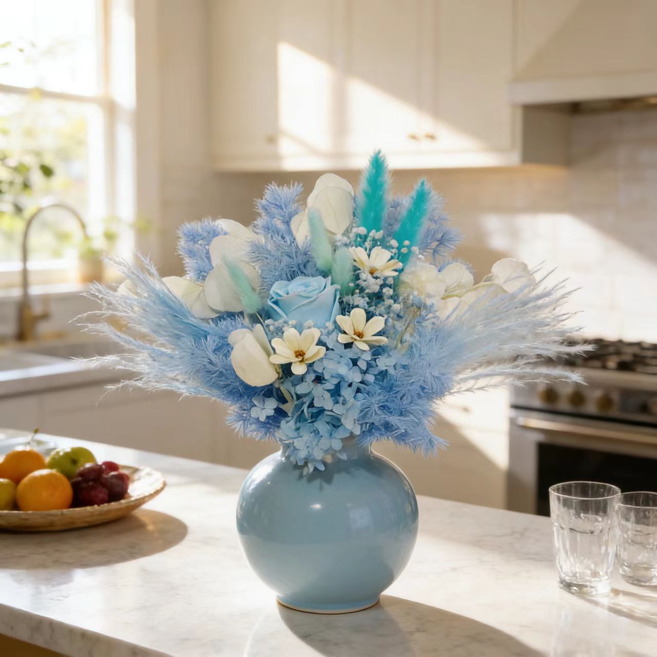 【花一专属】【蓝精灵】干花花束轻奢装饰适合家居客厅摆设的永生花束