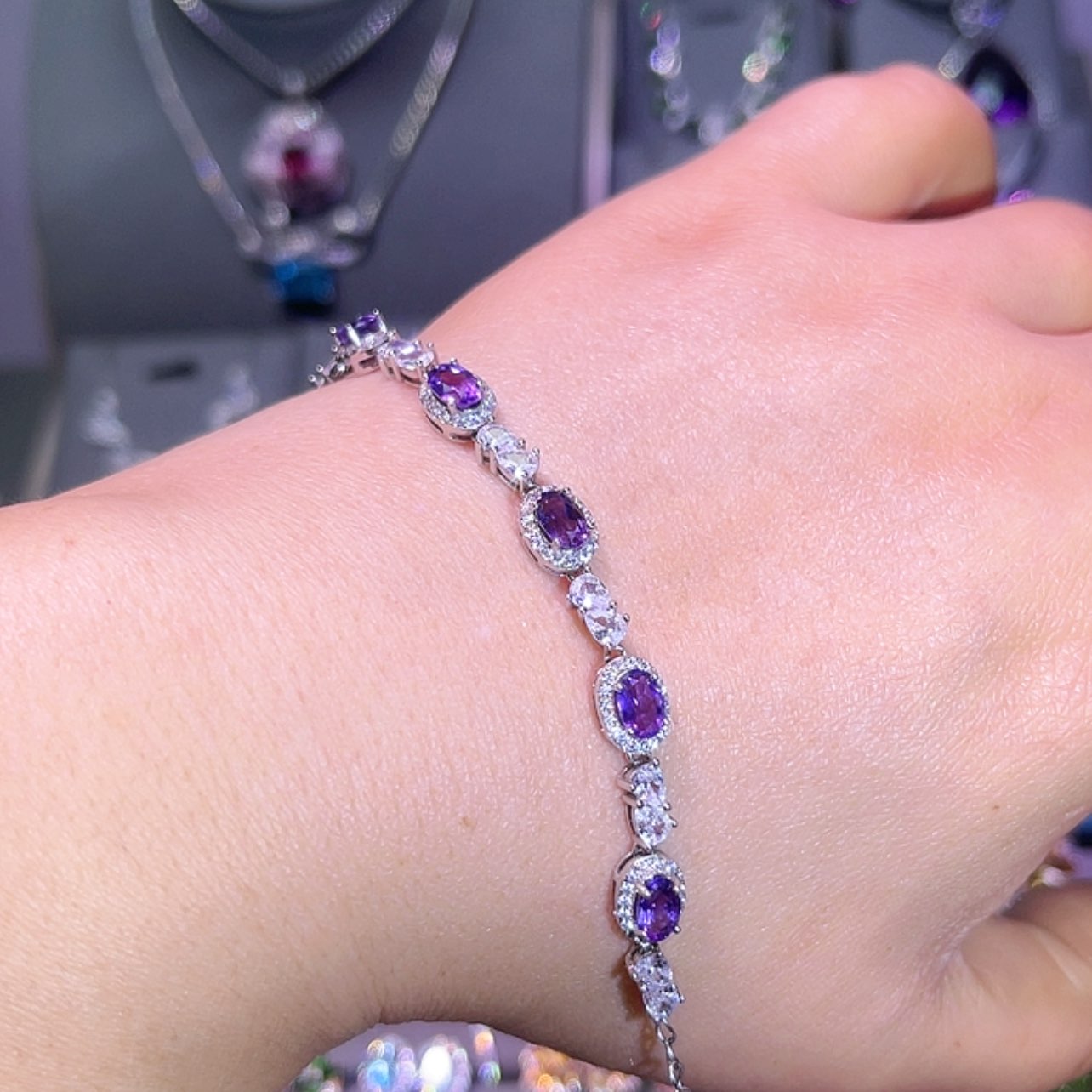 【闪购商品】紫晶手链银S925镶嵌手链