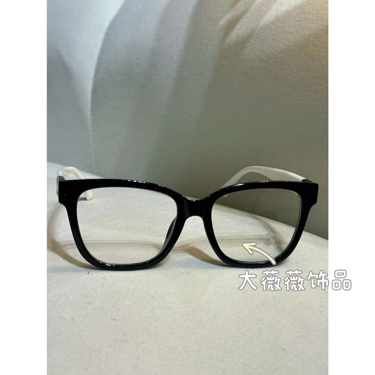 黑白撞色百搭时尚素颜眼镜-38404