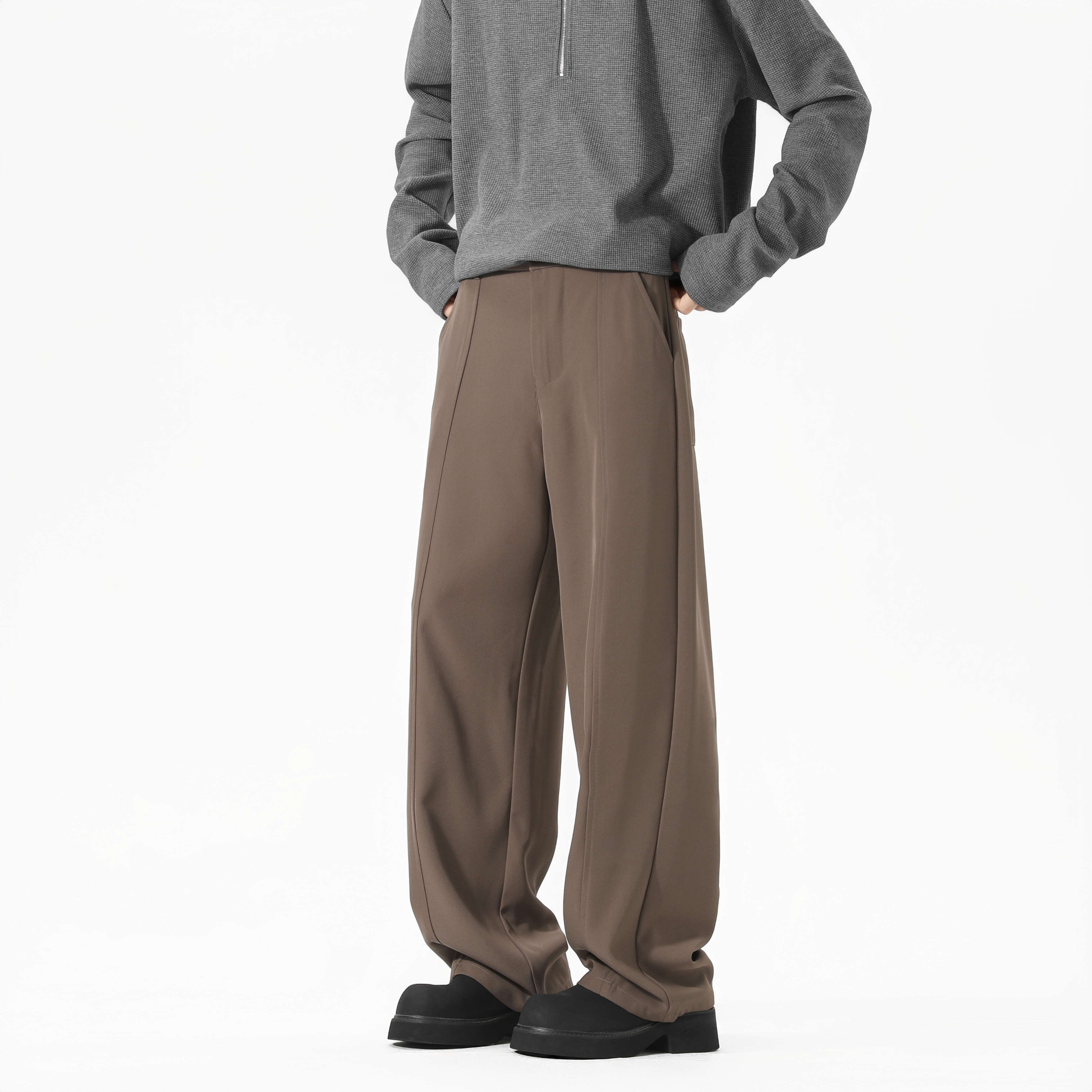 2025秋冬季新款美式长裤马吉拉直筒休闲拖地垂感半松紧冰丝西