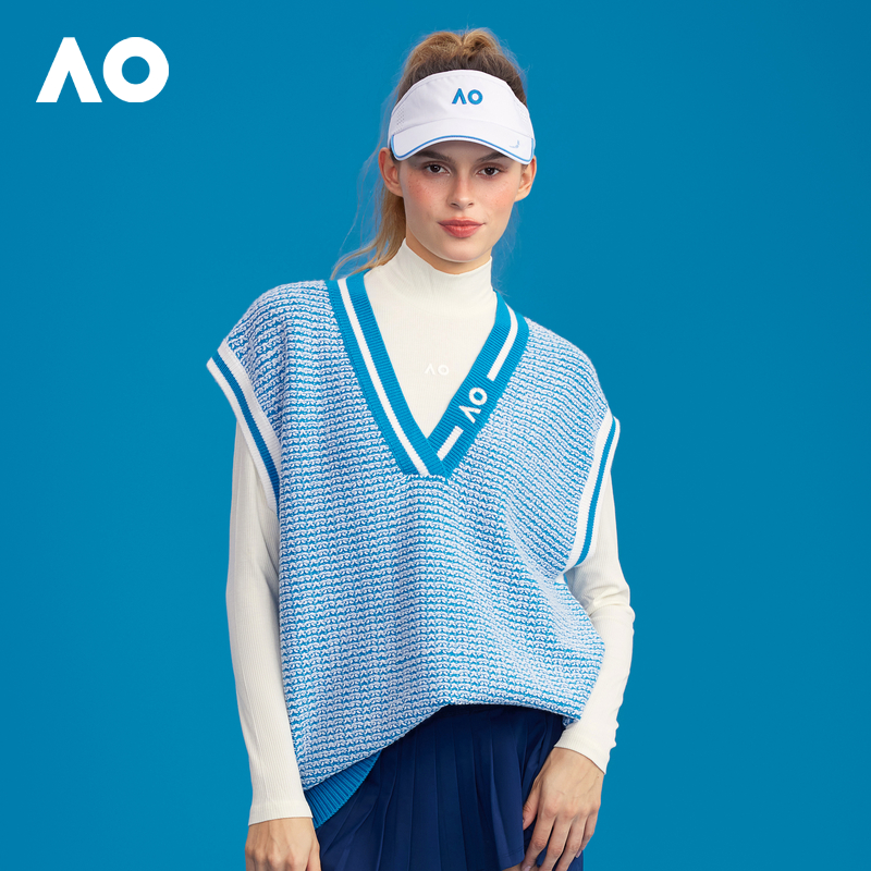 AO澳网针织跑步背心球场运动马甲男女同款无袖上衣外穿25春季新款