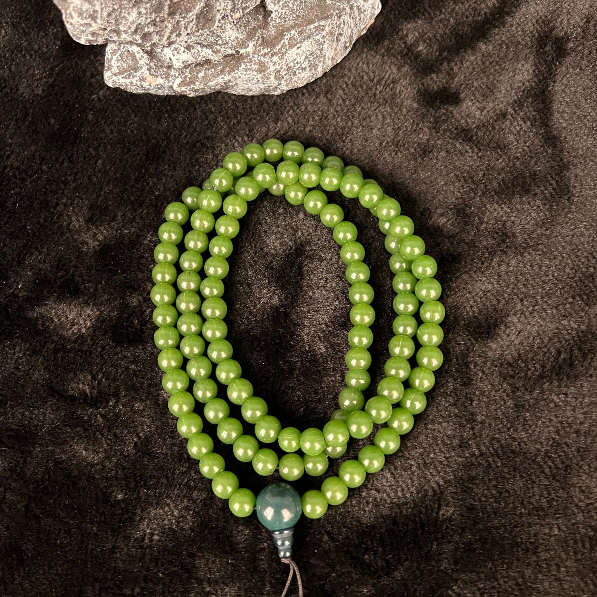 非金属仿水晶项链 绿度母108珠串-与实物略有差异介意者勿拍