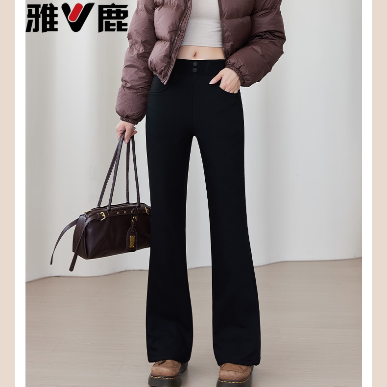 [雅鹿·90白鹅绒]秋冬保暖高腰白鹅绒微喇保暖裤8802