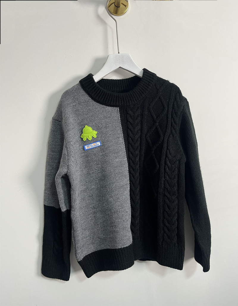 高品加厚冬款拼接套头儿童毛衫