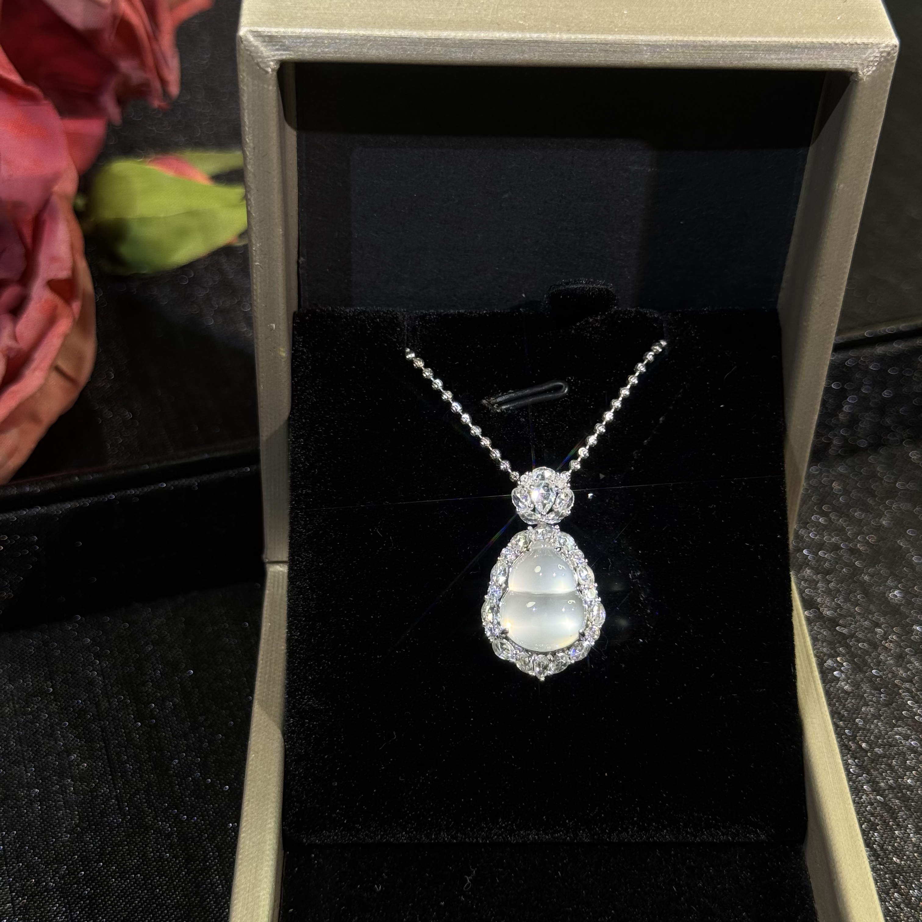 俄料白冰小葫芦吊坠 S925银围镶 百搭精致挂件