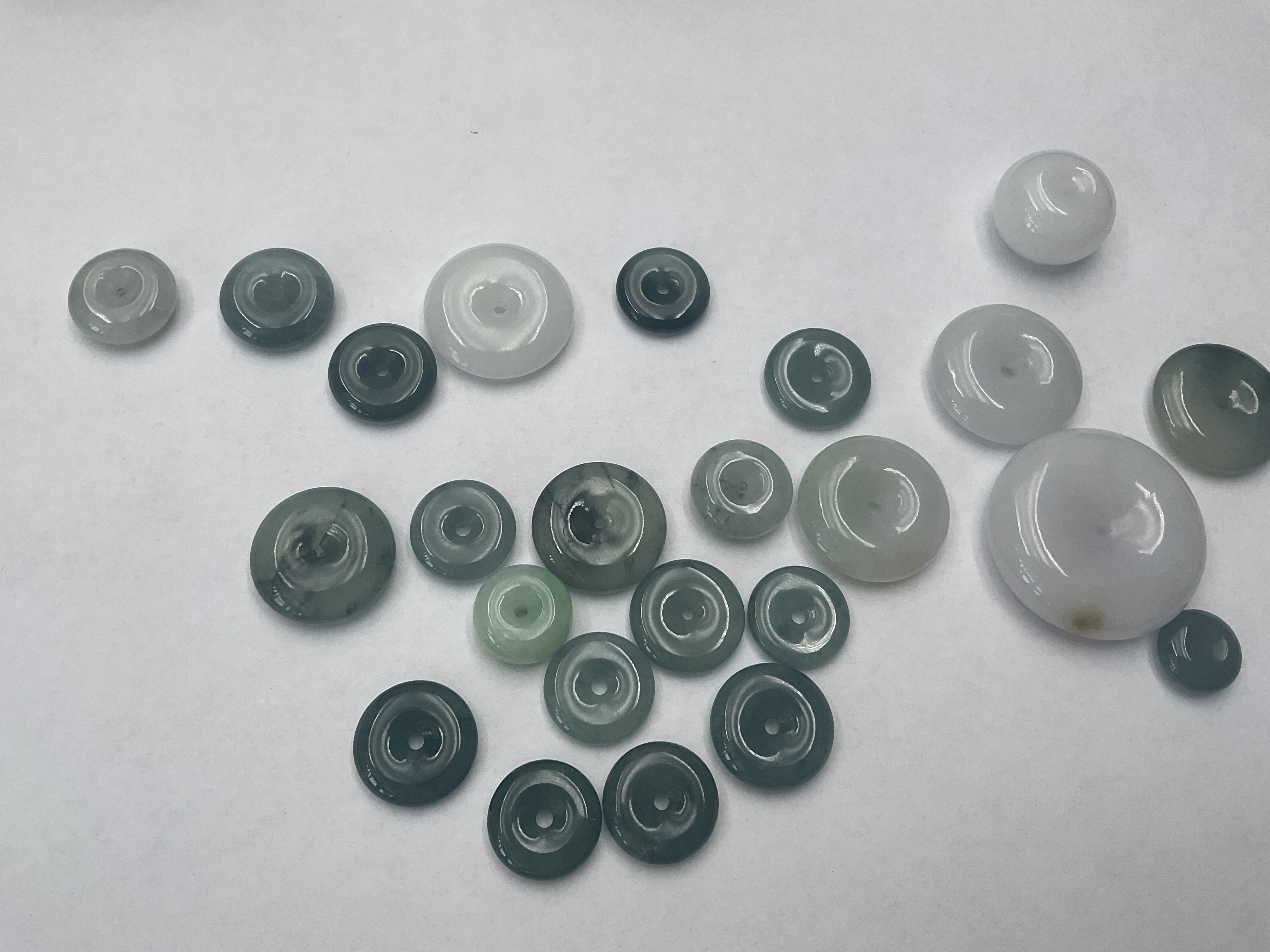 翡翠A货平安扣算盘珠冰种玉石散珠隔珠DIY配件