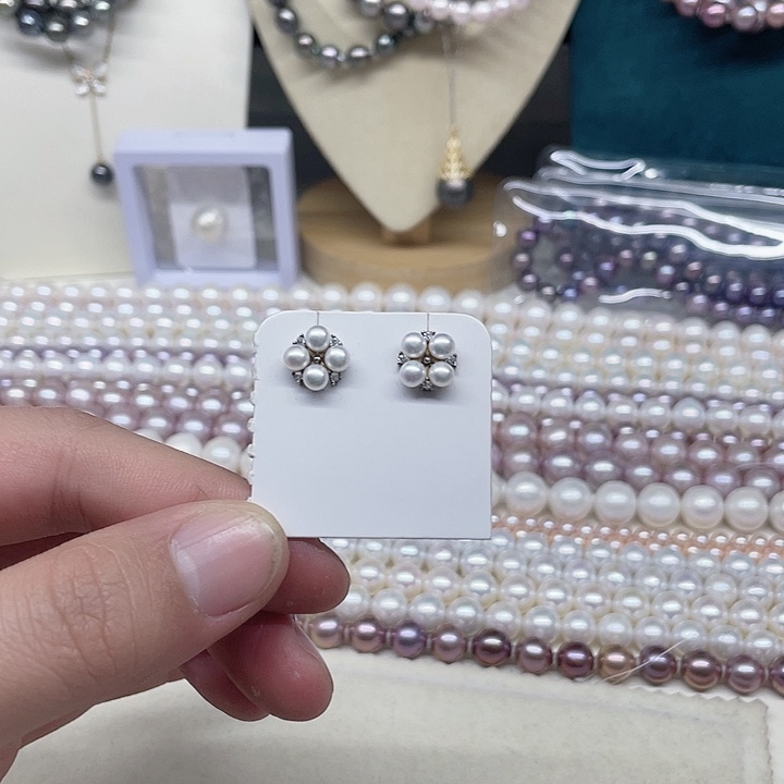 淡水珍珠耳饰银S925镶嵌A12