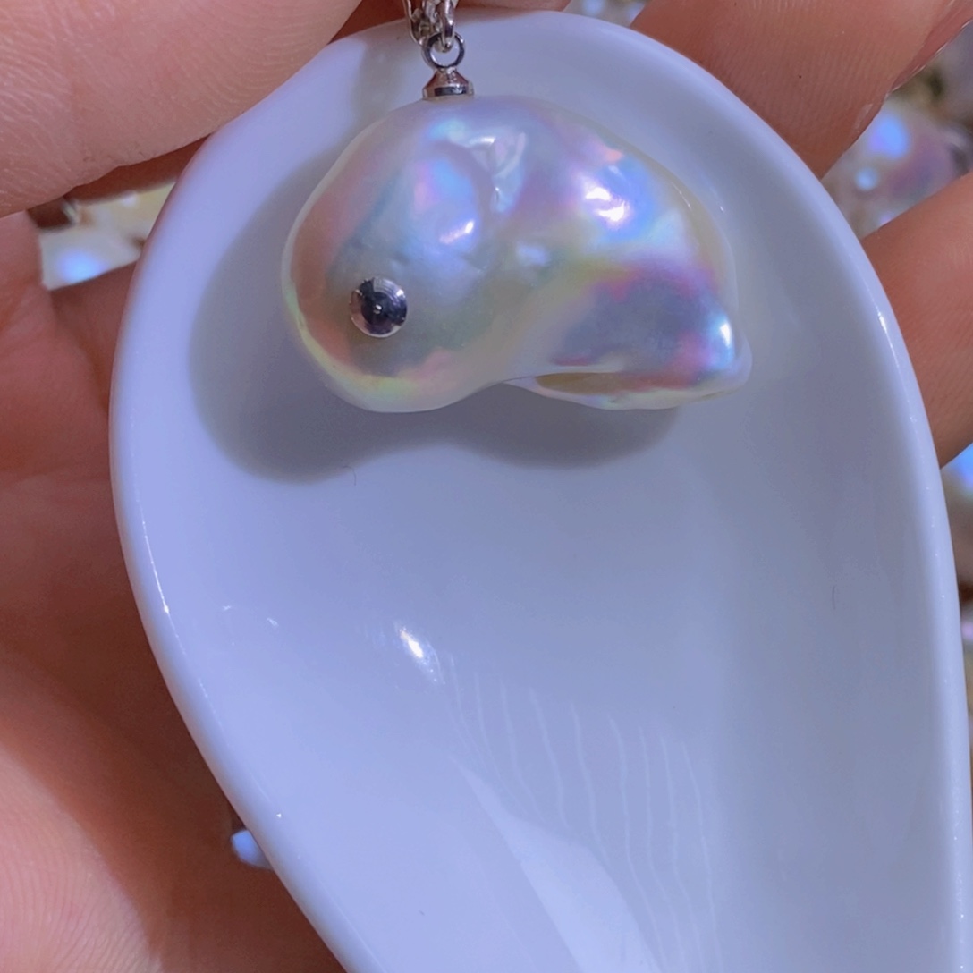 银S925镶嵌淡水珍珠微瑕